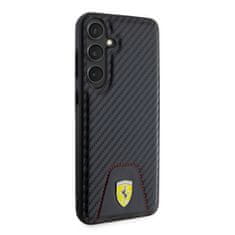 Ferrari  PU Leather Bottom Carbon Zadní Kryt pro Samsung Galaxy S24+ Black