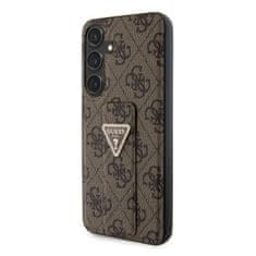 Guess  PU Grip Stand 4G Strass Triangle Metal Logo Zadní Kryt pro Samsung Galaxy S24+ Brown