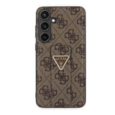 Guess  PU Grip Stand 4G Strass Triangle Metal Logo Zadní Kryt pro Samsung Galaxy S24+ Brown