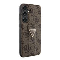 Guess hard silikonové pouzdro Samsung Galaxy S24 PLUS brown PU Grip Stand 4G Strass Triangle Metal Logo