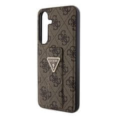 Guess hard silikonové pouzdro Samsung Galaxy S24 PLUS brown PU Grip Stand 4G Strass Triangle Metal Logo