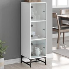 Greatstore Highboard se skleněnými dvířky bílý 35 x 37 x 120 cm