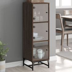 Greatstore Highboard se skleněnými dvířky hnědý dub 35 x 37 x 120 cm