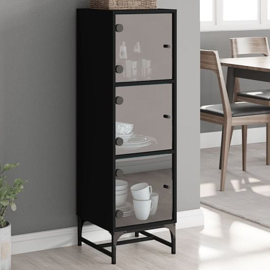 Greatstore Highboard se skleněnými dvířky černý 35 x 37 x 120 cm