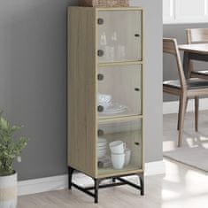 Vidaxl Highboard se skleněnými dvířky dub sonoma 35 x 37 x 120 cm