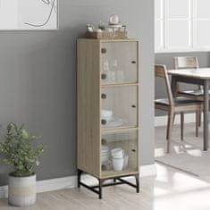 Greatstore Highboard se skleněnými dvířky dub sonoma 35 x 37 x 120 cm