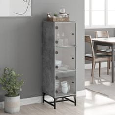 Greatstore Highboard se skleněnými dvířky betonově šedý 35 x 37 x 120 cm