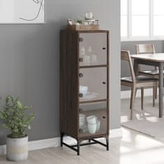 Greatstore Highboard se skleněnými dvířky hnědý dub 35 x 37 x 120 cm