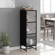 Greatstore Highboard se skleněnými dvířky černý 35 x 37 x 120 cm