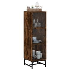 Greatstore Highboard se skleněnými dvířky kouřový dub 35 x 37 x 120 cm