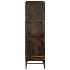 Greatstore Highboard se skleněnými dvířky kouřový dub 35 x 37 x 120 cm