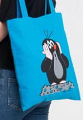 CurePink Shopping taška na rameno Krteček: OH! (38 x 42 cm) modrá bavlna