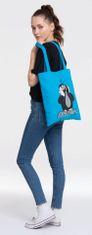 CurePink Shopping taška na rameno Krteček: OH! (38 x 42 cm) modrá bavlna