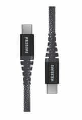 SWISSTEN odolný datový kabel USB-C - USB-C, 60W, kevlarový, 1.5m, černá