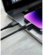 SWISSTEN odolný datový kabel USB-C - USB-C, 60W, kevlarový, 1.5m, černá