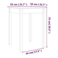 Vidaxl Jídelní stůl voskově hnědý 55 x 55 x 75 cm masivní borové dřevo