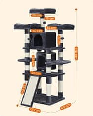 Artenat Kočičí strom Xerry, 172 cm, tmavě šedá