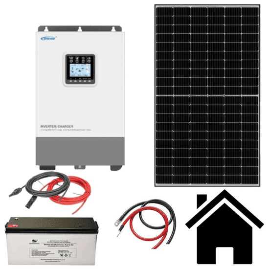 VS ELEKTRO Solární sestava - Hybrid II Kapacita AKU: 4×200Ah, Výkon FV: 5 panelů / 2,3 kWp