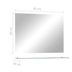 Vidaxl Nástěnné zrcadlo s policí 80 x 60 cm tvrzené sklo