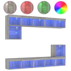 Vidaxl 8dílná obývací stěna s LED šedá sonoma kompozitní dřevo