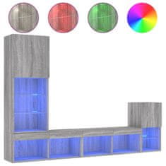 Vidaxl 4dílná obývací stěna s LED šedá sonoma kompozitní dřevo