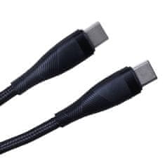 maXlife MXUC-08 kabel USB-C - USB-C 1,0m 60W černý nylon (OEM0101189)