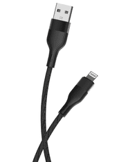 maXlife MXUC-07 kabel USB - Lightning 1,0 m 2,4A černý nylon (OEM0101185)