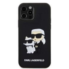 Karl Lagerfeld  3D Rubber Karl and Choupette Zadní Kryt pro iPhone 12/12 Pro Black