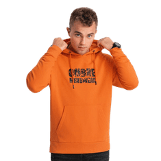 OMBRE Pánská klokanová mikina s kapucí a potiskem V1 OM-SSPS-0155 oranžová MDN124599 L