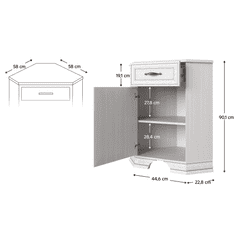 BPS-koupelny Rohová komoda, woodline krém, TIFFY 1D1S