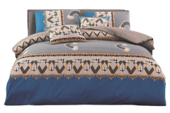 Bavlissimo 7-dílné povlečení duha šedá modrá 140x200 na dvě postele