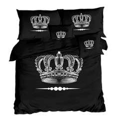 Bavlissimo 7-dílné povlečení královská koruna 3 D černá 140x200 na dvě postele
