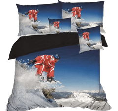 Bavlissimo 7-dílné povlečení snowboardista 3 D modrá bílá 140x200 na dvě postele