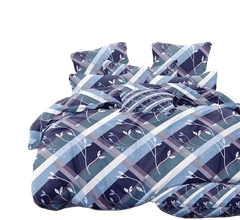 Bavlissimo 7-dílné povlečení stonky modrá 140x200 na dvě postele