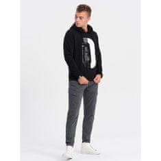 OMBRE Pánská mikina HOODIE s potiskem V3 OM-SSPS-0152 černá MDN124616 L