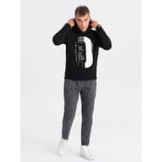 OMBRE Pánská mikina HOODIE s potiskem V3 OM-SSPS-0152 černá MDN124616 L