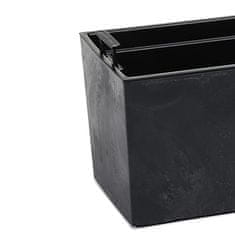 botle Sada truhlíku na květiny balkonový truhlík s květináčem vložka beton vzhled černá 56x19 H19,5cm + držák kov černý