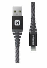 SWISSTEN odolný datový kabel USB-A - Lightning, 60W, kevlarový, 1.5m, černá