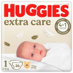 Huggies HUGGIES Extra care Pleny jednorázové 1 (2-5 kg) 26 ks