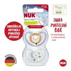 Nuk Dudlík Space Night silikon, V2, 6-18 m, 2 ks box - kluk