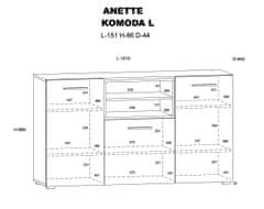 bim Komoda ANETTE 3D černý mat, dub artisan