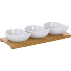 Kela Servírovací misky PHILIPA 4ks, porcelán/bambus, 26x10x4,5cm -