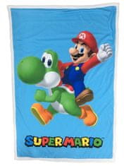 CurePink Fleece deka sherpa Nintendo|Super Mario: Mario a Yoshi (100 x 140 cm)