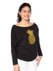 Be MaaMaa Těhotenská mikina, triko Ananas - černé, vel. XS