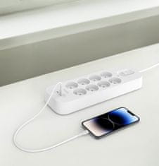 Belkin Prodlužovací kabel, napájecí lišta, 8 portů + 2xUSB-C, 900J, 2m