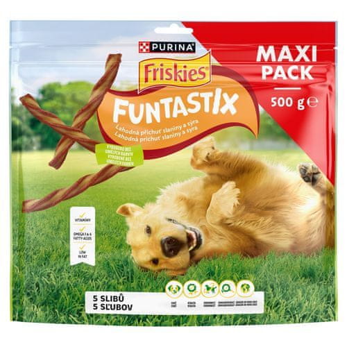 Friskies FUNTASTIX 500g lahodná příchuť slaniny a sýra