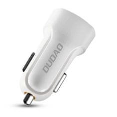 DUDAO Nabíječka do auta 2x USB 2,4A + USB kabel 3v1 Lightning/Type C/micro USB bílá Dudao