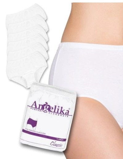 Mamitati Bavlněné kalhotky Angelika s vysokým pasem, 6ks v balení, bílé, vel. M