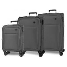 Joummabags MOVEM Atlanta Grey, Sada luxusních textilních cestovních kufrů, 77cm/66cm/55cm, 5318423