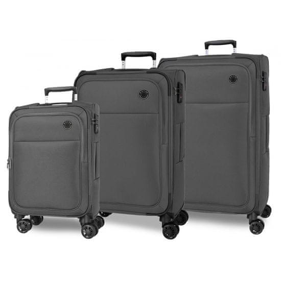 Joummabags MOVEM Atlanta Grey, Sada luxusních textilních cestovních kufrů, 77cm/66cm/55cm, 5318423